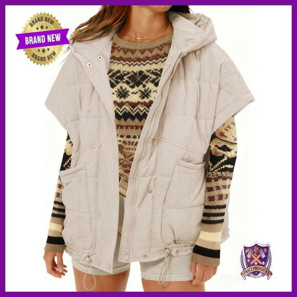 Women's Quilted Puffer Vest Hooded Zip Front Casual Outerwear